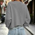 thumbnail image 5 of KyCheLot Womens Cropped Cardigan Button Round Neck Solid Color Long Sleeve Clothes Comfy Lightweight Cardigan, 5 of 6