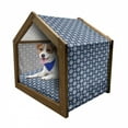 thumbnail image 1 of Blue Pet House, Checkered Pattern with Abstract Spring Blossoms Folkloric Holland Cultural Pattern, Outdoor & Indoor Portable Dog Kennel with Pillow and Cover, 5 Sizes, Blue White, by Ambesonne, 1 of 5