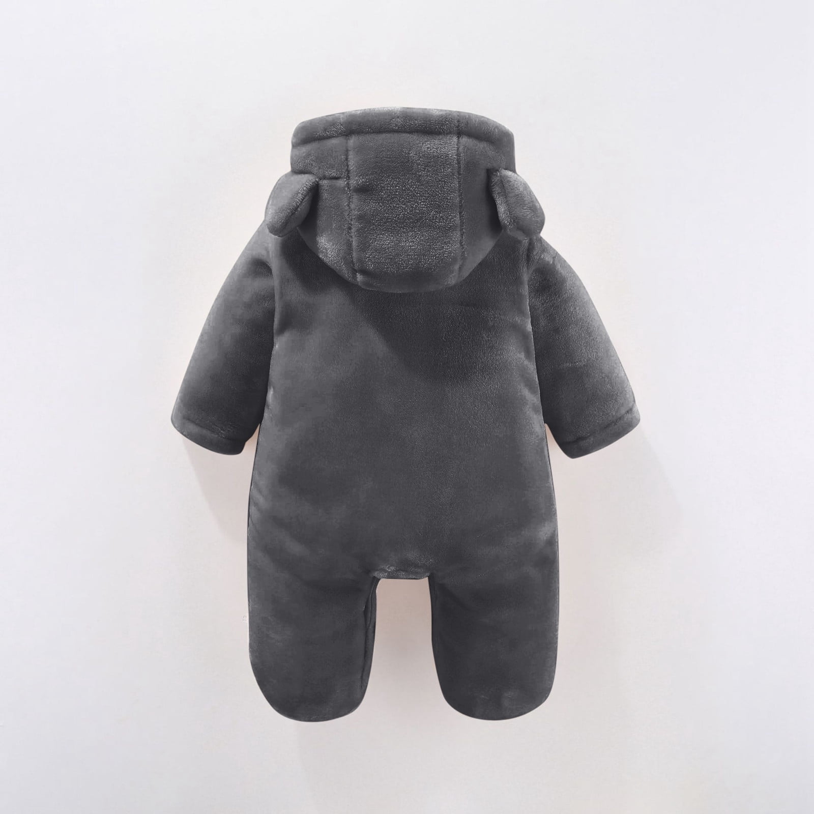 XDZJLR Fleece Baby Pajamas Infant Cartoon Onesie Snowsuit Jumpsuit Hooded Footie Thick Winter Outwear Infant Girls Grey 6-9 Months