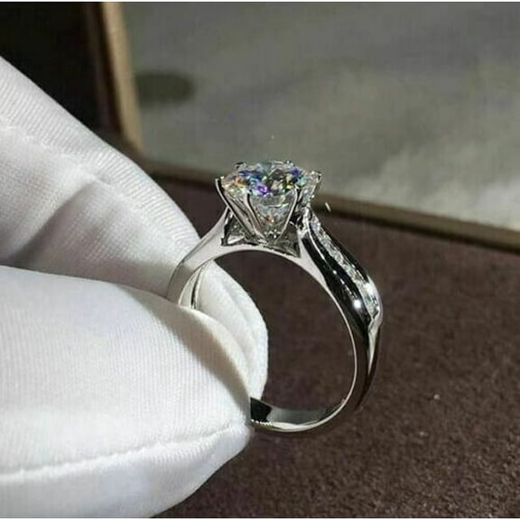 2Ct Round Cut Lab Created Diamond Engagement Ring 14k White Gold Plated