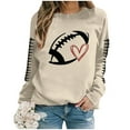 thumbnail image 3 of IYYVV Game Day Sweatshirt for Women Funny Team Fan Football Season Hoodie Plus Szie Shirt Sunday Shirt Crewneck Long Sleeve Pullover EB06-Khaki 3XL, 3 of 4