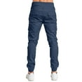 thumbnail image 3 of AWZXDE Men's Solid Color Jogger Work Pants with Drawstring Ankle and Multiple Pockets Utility Casual Trousers Navy,XL, 3 of 6