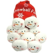 Dennis East Snowball Fight, 10 Plush Snowmen Balls in a Red Bag, Snowball Fun, Indoor Play
