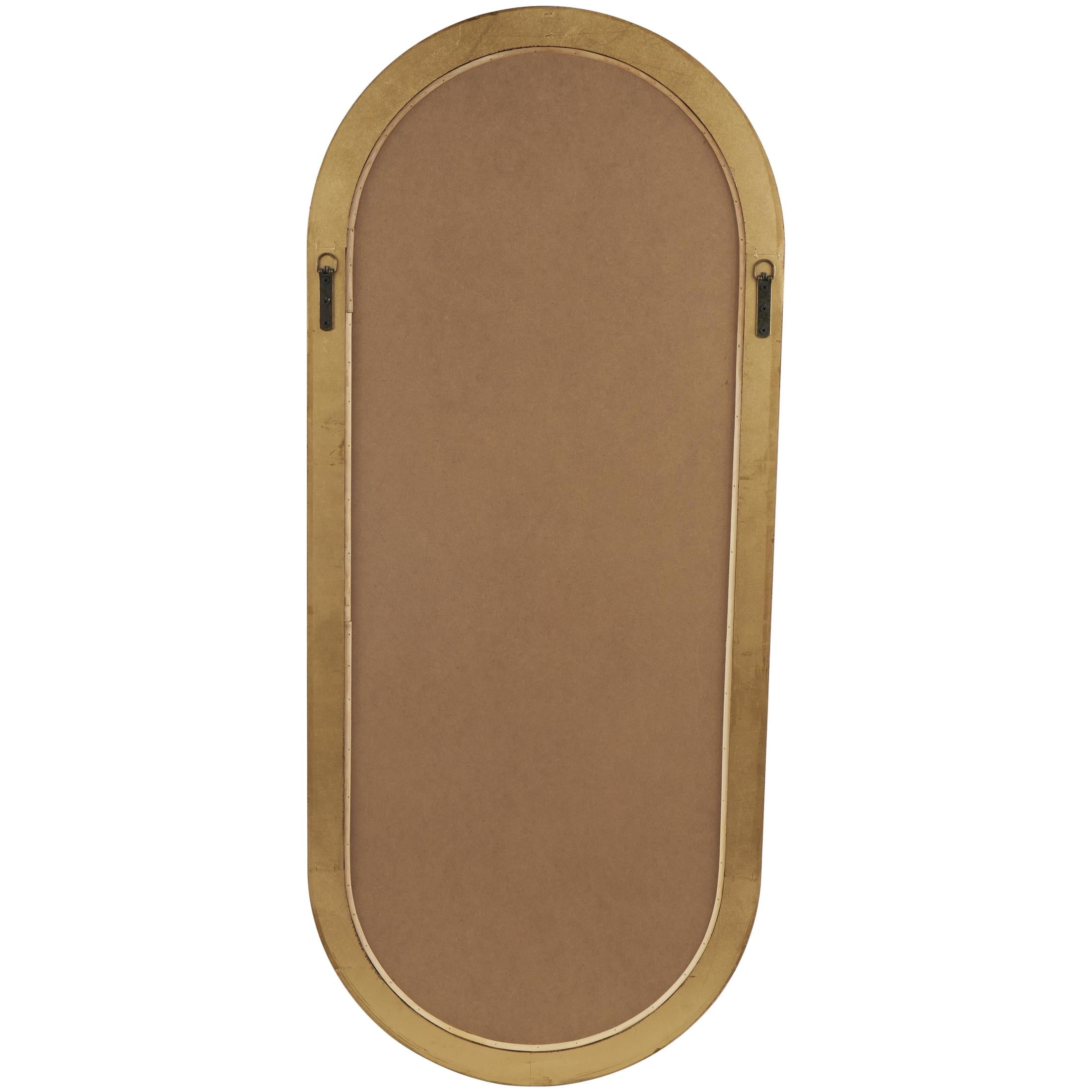 DecMode 22" x 51" Brown Oval Wall Mirror with Dimensional Carved Frame