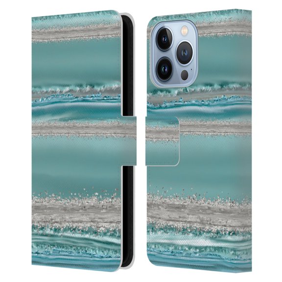 Head Case Designs Officially Licensed LebensArt Glamour Blue Teal Leather Book Wallet Case Cover Compatible with Apple iPhone 13 Pro