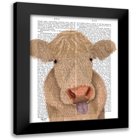 Fab Funky 12x14 Black Modern Framed Museum Art Print Titled - Funny Farm Cow 1 Book Print