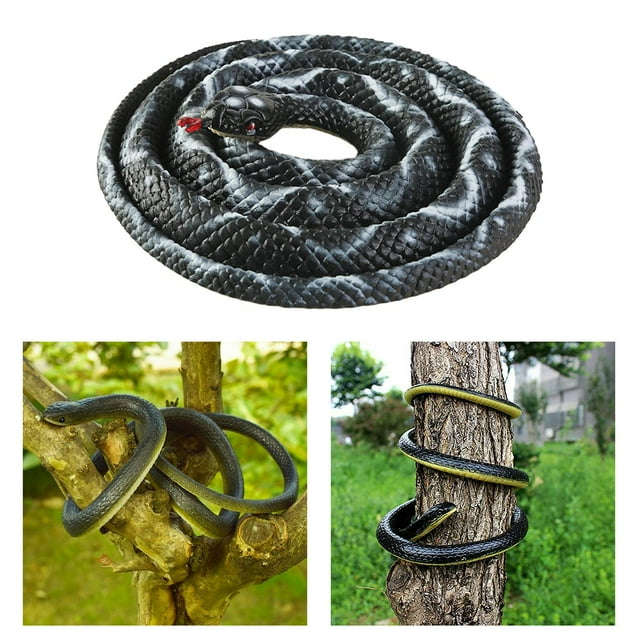 120cm suave simulación de goma serpiente juguetes mordaza de broma de juguete para de piscina - y Negro Blanco negro Yotijar Serpiente de simulación
