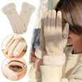 thumbnail image 2 of Women Gloves Autumn WinterCute Furry Warm Mitts Full Finger Mittens 2024, 2 of 8