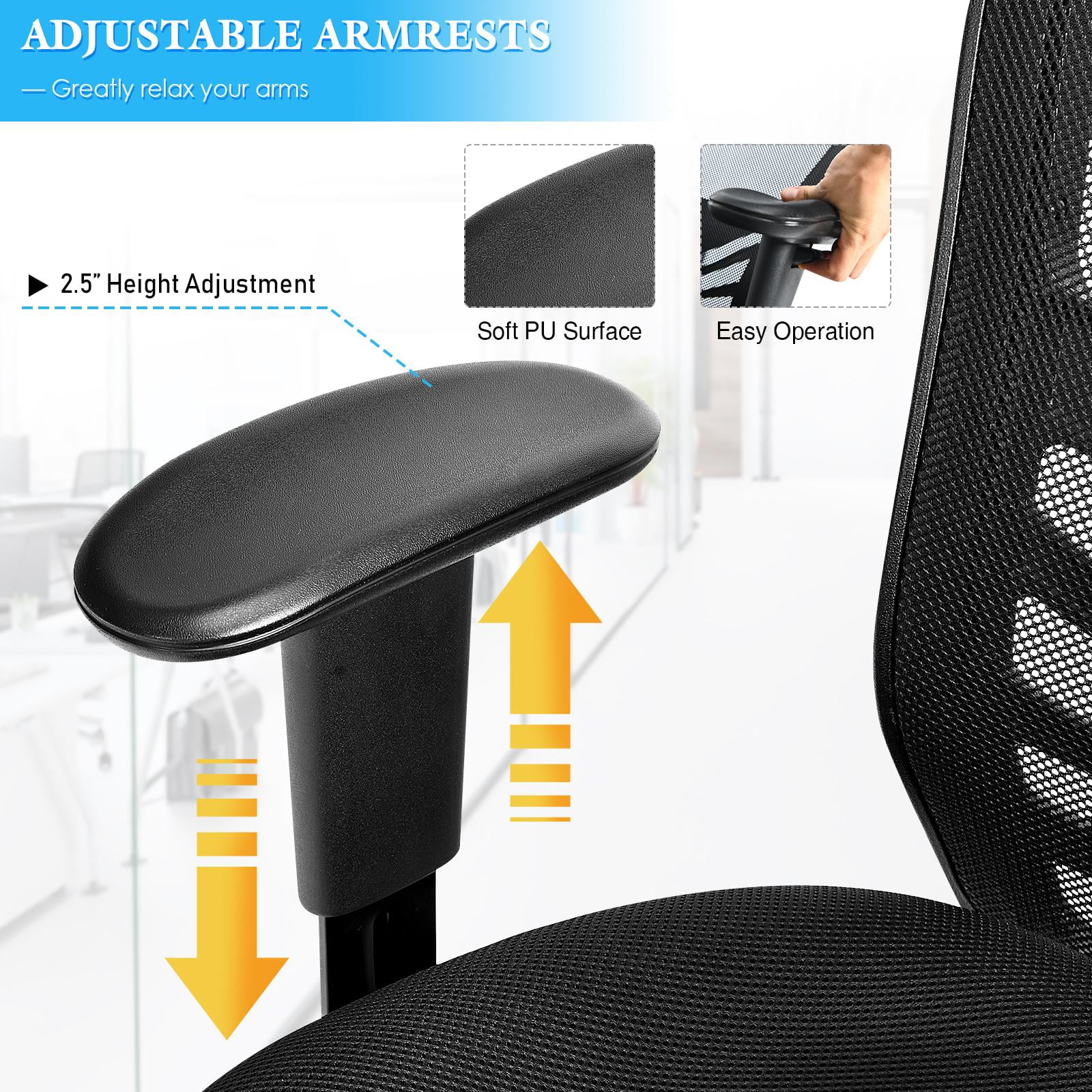 Giantex Mesh Office Chair, 3-Paddle Control, Lumbar Support, Adjustable Armrest and Backrest, Ergonomic Mid-Back Reclining Executive Chair for Working, Gaming (Black)