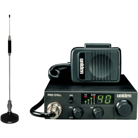 Uniden PRO510XL 40-Channel Compact CB Radio and Tram 703-HC Center Load CB Antenna Kit