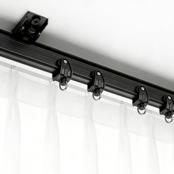 Black curved curtain track with bendable U-shaped slide rail