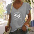 thumbnail image 2 of Camiseta informal para mujer, blusa estampada con volantes, manga corta, cuello en V, Tops Fridja  ghk6941, 2 of 5
