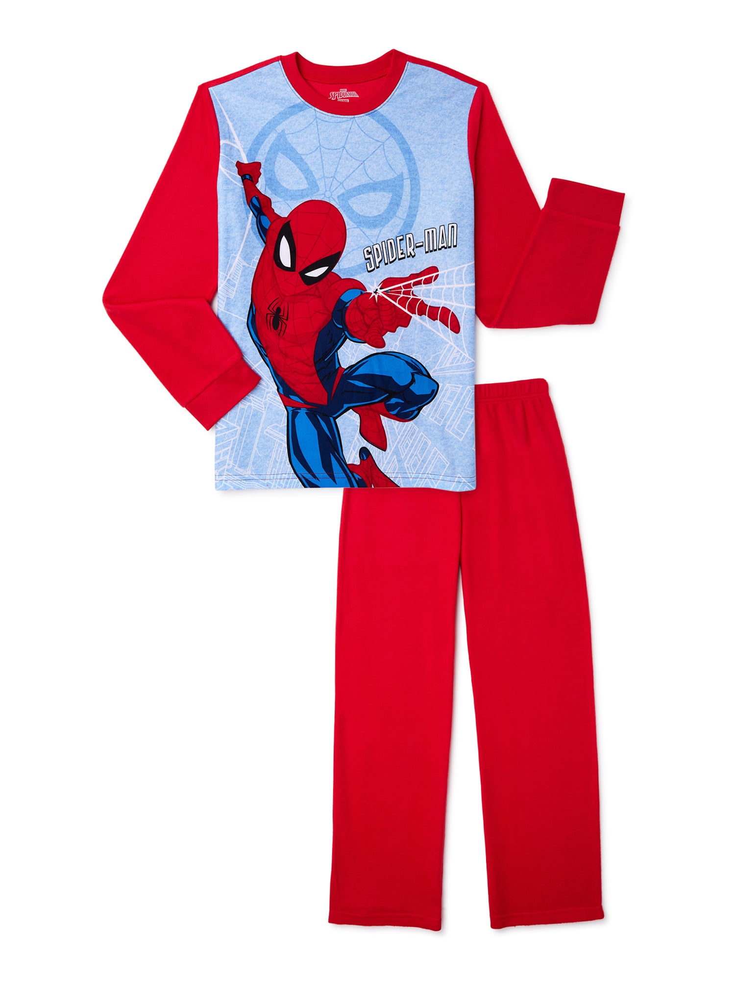 Spiderman Boys Full Length Pyjamas Kids Spidey 2 Piece Pjs Set Nightwear Size 