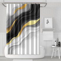 Black White Gold Wave Marble Shower Curtain 72"x72" ,Bathroom Decorative Shower Curtains Set with 12 Hooks,Modern Waterproof Washable Shower Curtain