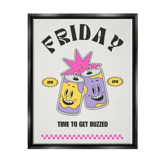 Stupell Industries Friday Vintage Beer Phrase Food & Beverage Painting Black Floater Framed Canvas Art Print Wall Art, 17 x 21