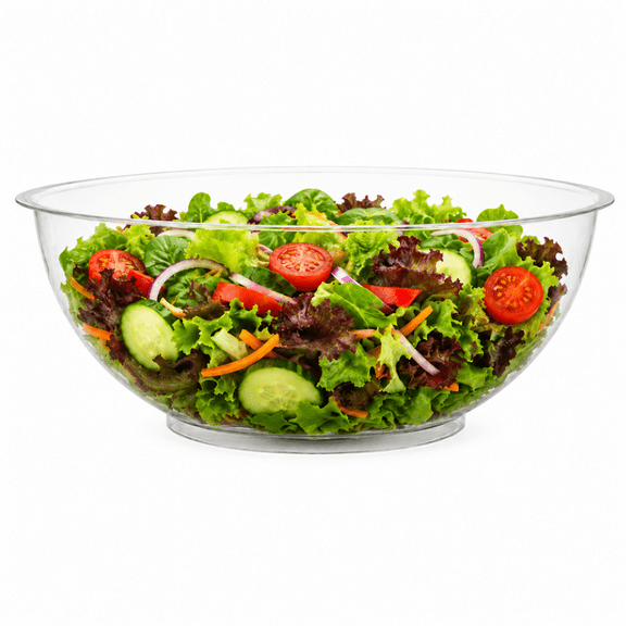 320 oz Clear Round Plastic Serving Bowl – Large Salad Bowl for Fruit, Snacks & Catering - 1 Pack