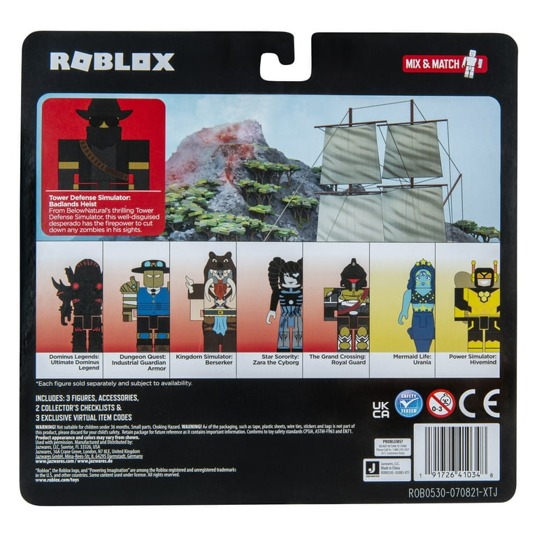 Roblox Action Collection - Tower Defense Simulator: Badlands Heist Core + 2  Mystery Figure Bundle [Includes Exclusive Virtual Item] 