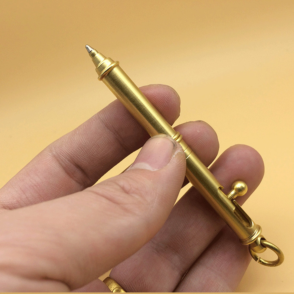 Machine Gun-shaped Brass Pen Gun Bolt Style with Hanging Ring Creative Retro Brass Pen Office Stationery Gift Pen - image 2 of 11