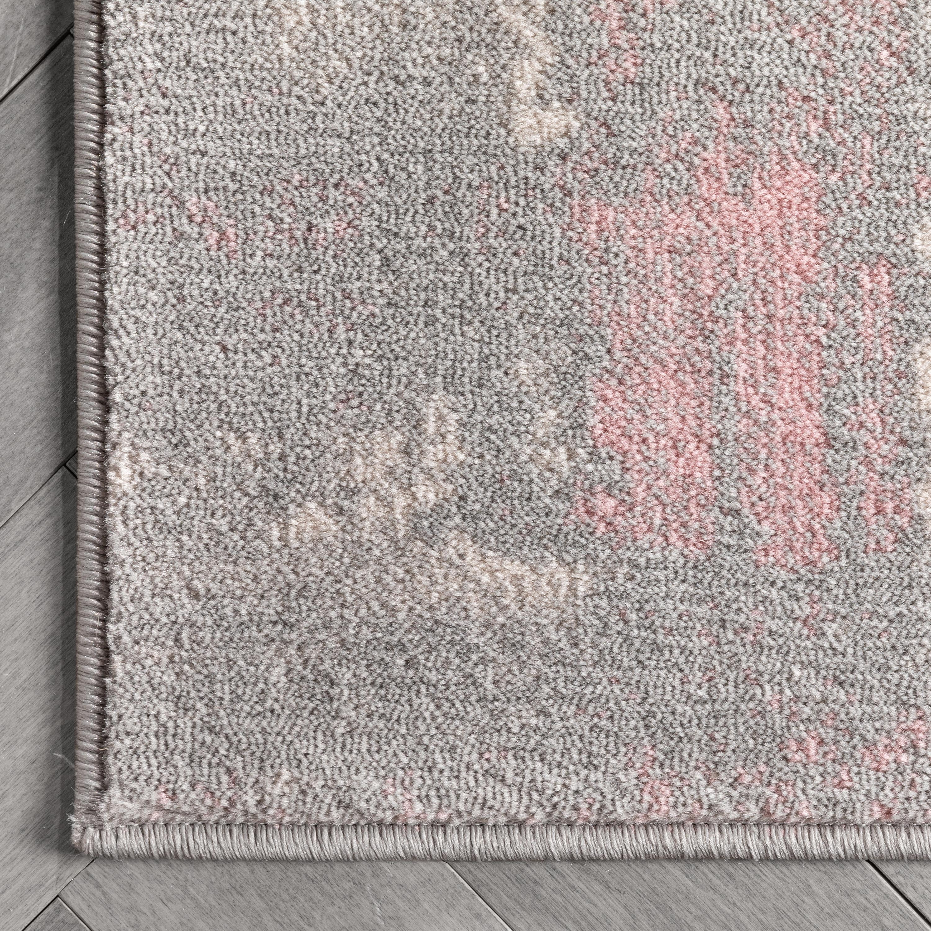 Well Woven Caila Grey & Blush Brush Stroke Abstract Geometric Runner Rug 2x7 (2'3" x 7'3")