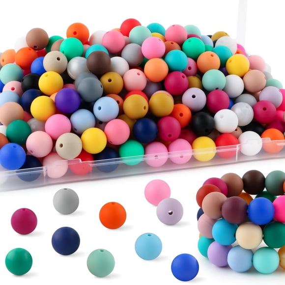 150Pcs 15mm Silicone Beads, 30 Colors Silicone Beads for Keychain Making Bulk Silicone Beads for Bracelet Making and Round Silicone Beads for Pens(Multicolor)