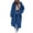 Blue-12, variant on Women's Maxi Length Zip Up Hooded Duster Coat, Oversized Long Jacket with Contrast Black Drawstrings