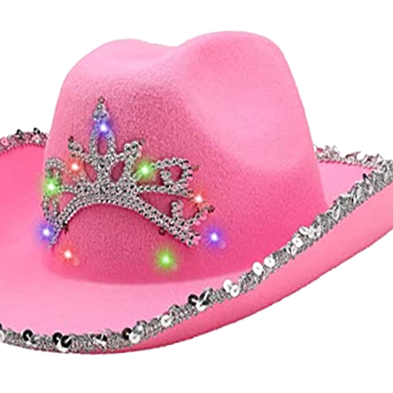 Pink Cowboy Hat Wide Brim with Tiara Design Western Style  display picture 3