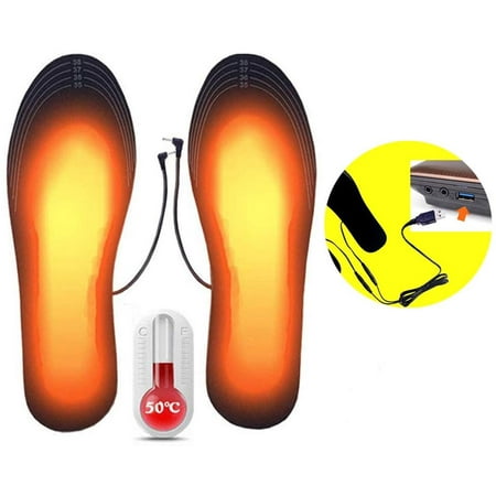 Semelles chauffantes électriques Semelles chauffantes USB Chauffe-pieds USB  pour l'hiver, la pêche, la randonnée, le camping, rechargeable Noir