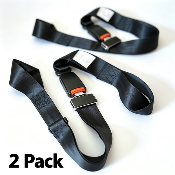 Universal Lap Seat Belt 2 Point Adjustable Safety Seat Belt for Go Kart, Club Golf Cart, 2 Pack in Black,48 Inch
