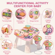 XUEYU Toddler Learning Table Infant Musical Learning Walker with Rolling, Pink Baby Activity Center, Learn to Walk Sit to Stand, 1 Count