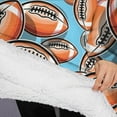 thumbnail image 3 of Oversized Wearable Blanket Hoodie,Football Sticker Pattern Sherpa Blanket Hoodie with Super Pockets,Super Warm Fuzzy Pullover for Women & Men, 3 of 6
