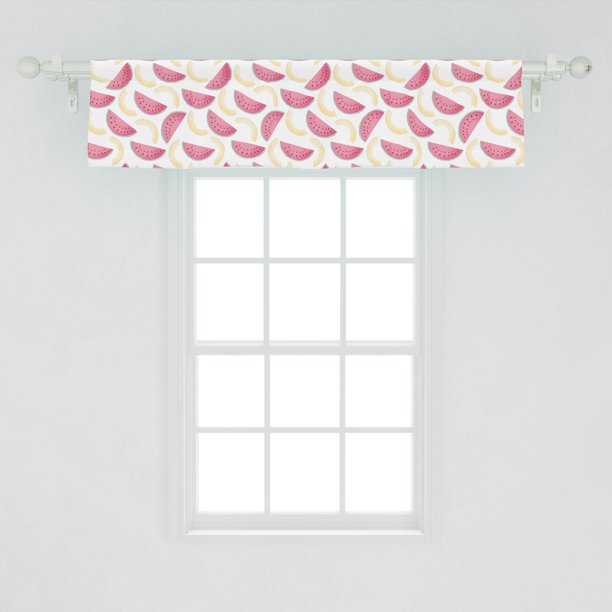 Melon Window Valance, Summer Themed Fruit Pattern with Slices, Curtain