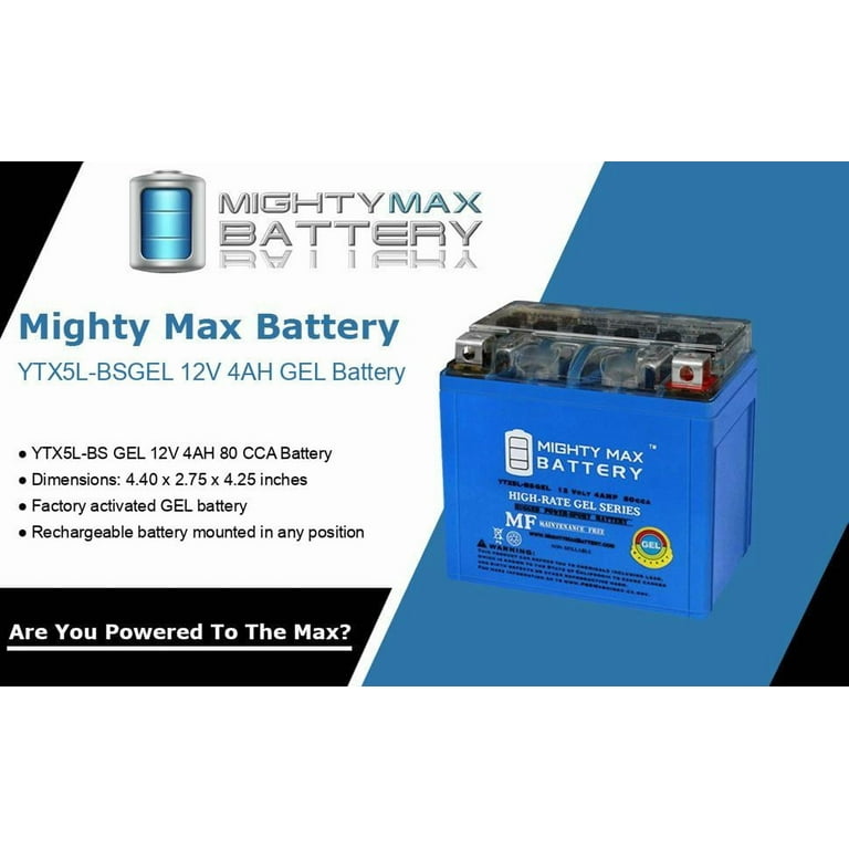 YTX5L-BS GEL Battery Replaces Duromax 4400 XP4400E Generator