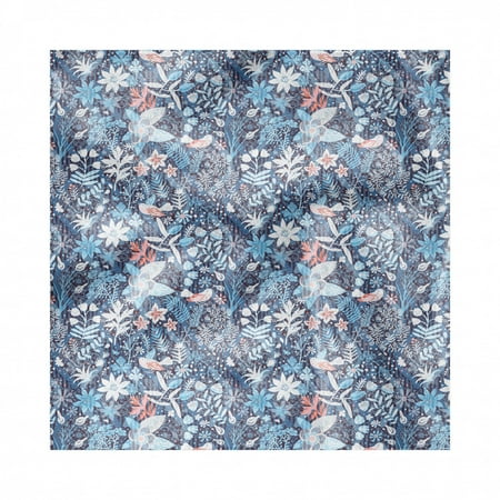 Jacobean Napkins Set of 4, Spring Themed Floral Damask with Petals Oriental Motif on Stripes, Silky Satin Fabric for Brunch Dinner Buffet Party, by Ambesonne