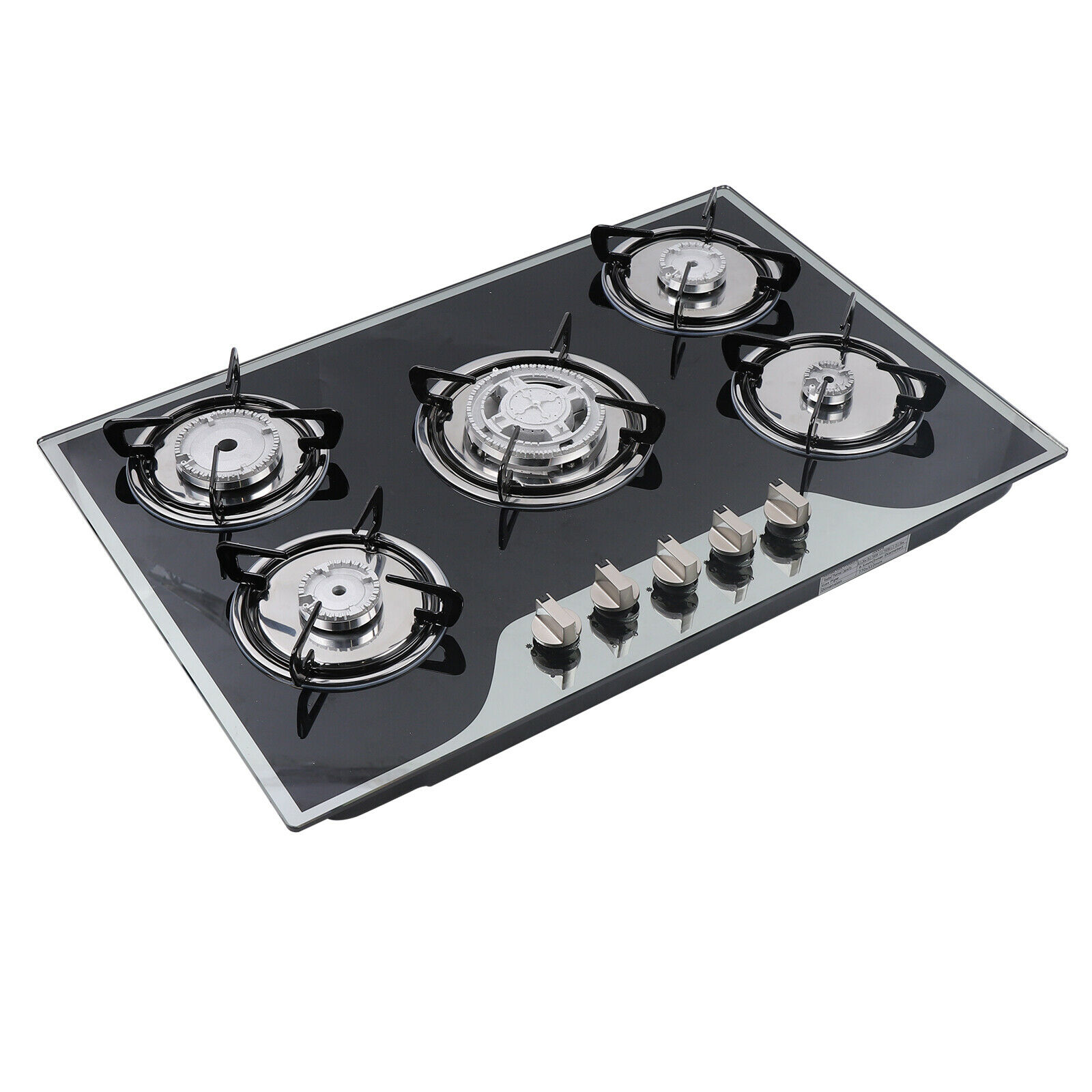 30" Gas Stove, Stainless Steel 5 Burner Builtin Stoves Gas Cooktop