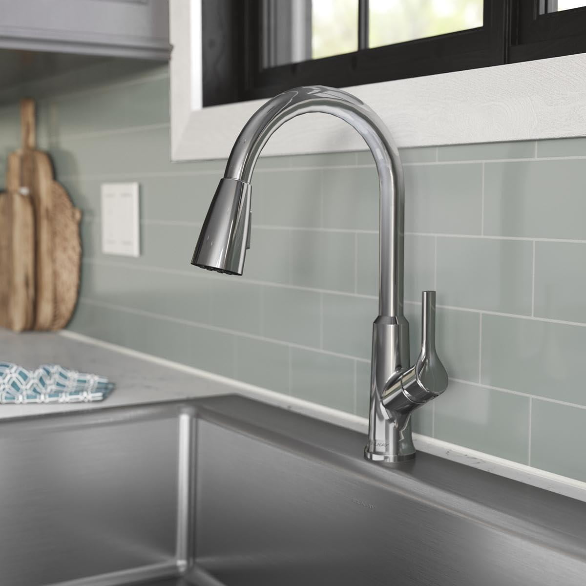Elkay LK1410CR Single-Handle 2-Setting Pull-Down Spray Kitchen Faucet (Chrome)