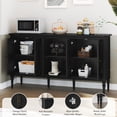 thumbnail image 3 of HLR 59" Mid Century Modern Storage Cabinet with Shelf, Vintage Large Sideboard Buffet Cabinet with 4 Doors, Black, 3 of 7
