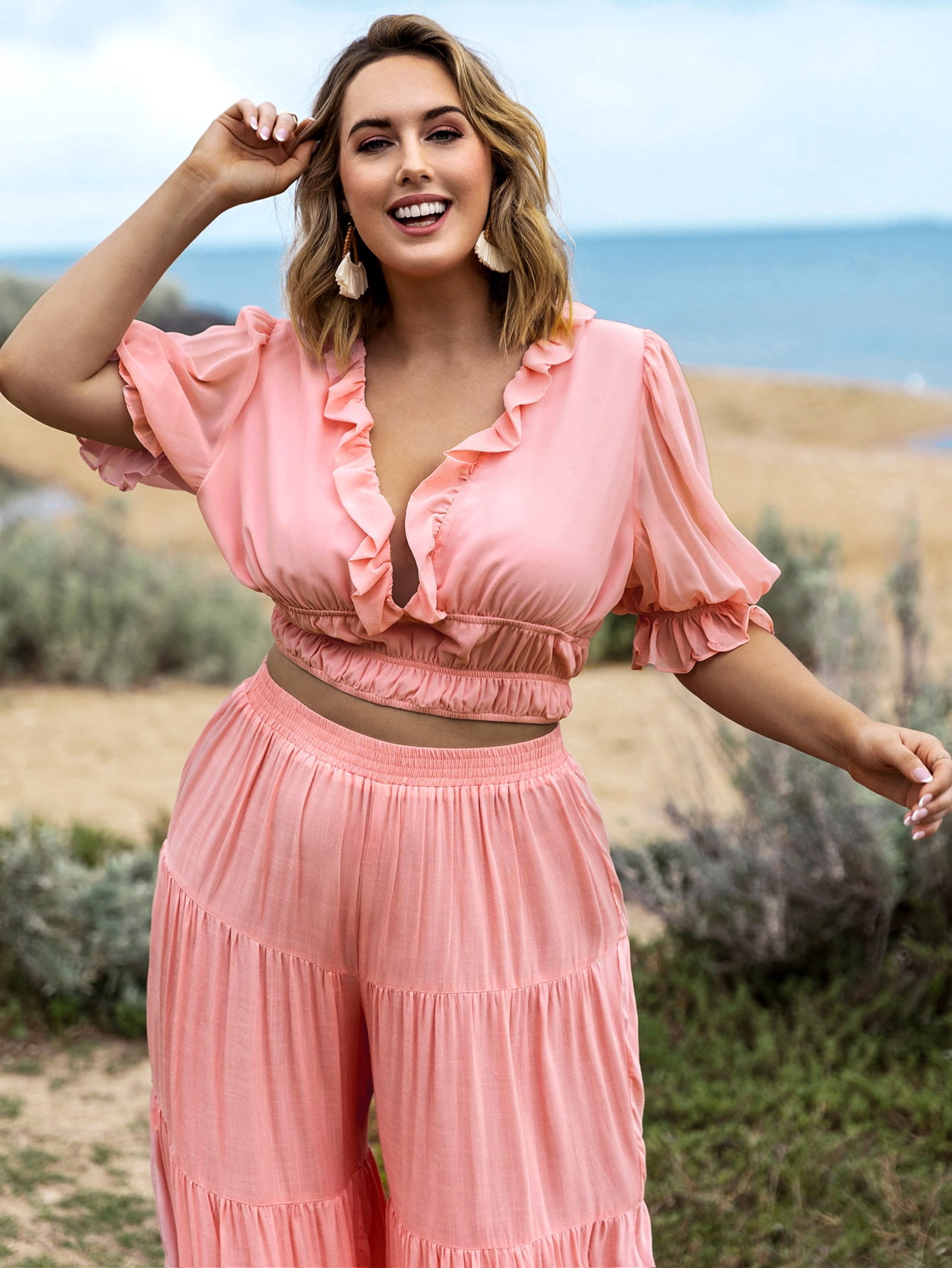 Coral Pink Boho Women's Plus Size 