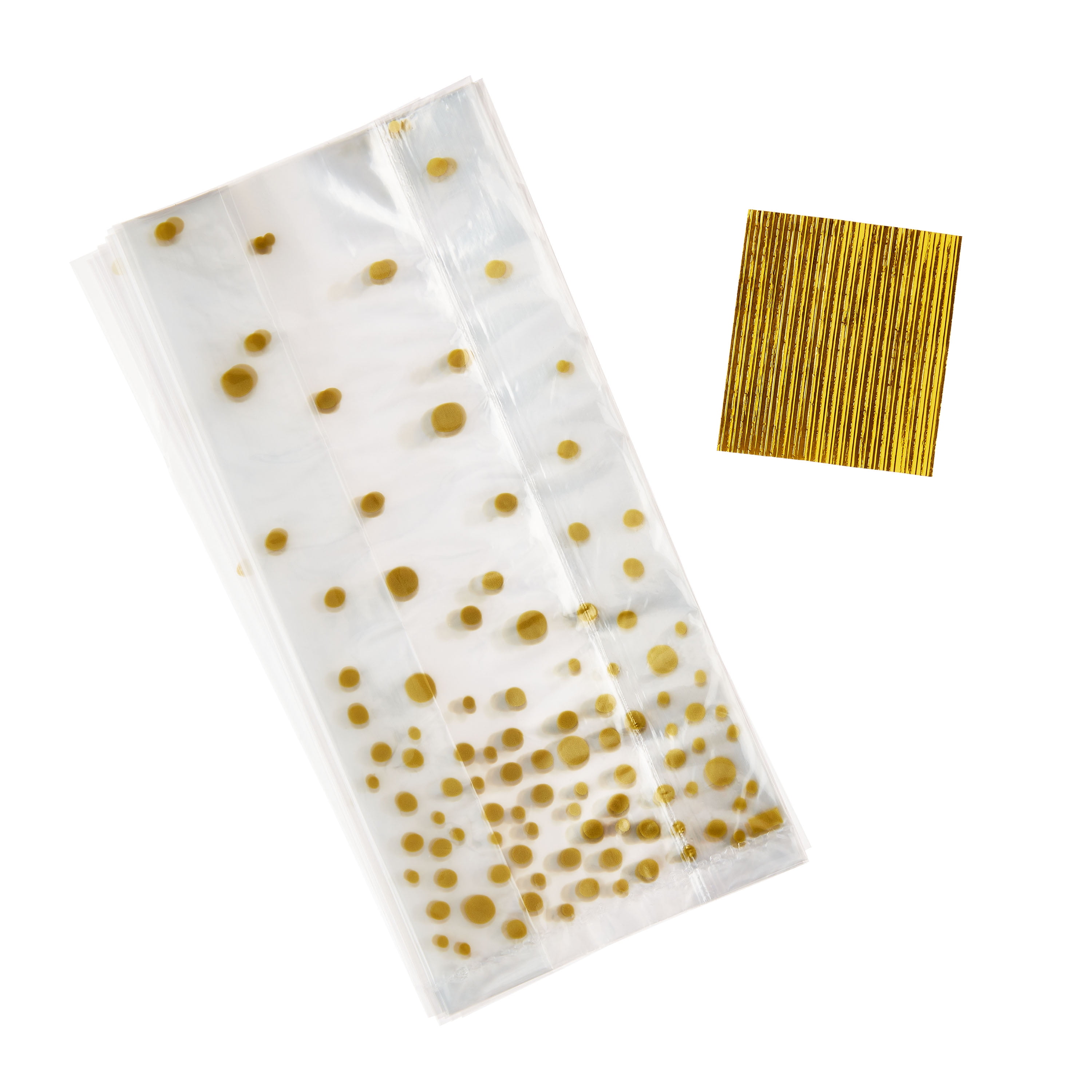 Gold Dot Treat Bags with Twist Ties, 5" x 3" x 11", 20 Count, by Way To Celebrate