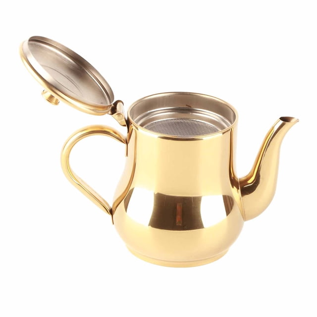 Tetera de acero inoxidable de 500 ml de con filtro, no, fácil de limpiar, ergonómico, tetera pequeña para hogares de restaurante de hotones, se puede usar como teteras,