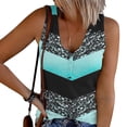 thumbnail image 2 of DeHolifer Summer Tank Tops for Women V-Neck Ribbed Sleeveless Shirts Color Block Button Up Blouse Casual T-Shirt Light Blue 3XL, 2 of 5