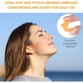 thumbnail image 2 of LAICAIW Ear Plugs, Noise Reduction 10 Pairs Waterproof Reusable Silicone Earplugs for Sleeping, Swimming, Shooting Range, Motorcycles, Work, SNR 32db Ear Plugs for Adults & Kids (Orange), 2 of 7