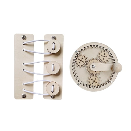 2x Durable Wooden Montessori Activity Board Teaching New Year Birthday Gift Button Gear