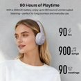 thumbnail image 4 of TOZO HT3 Hybrid Noise Cancel Headphones,90H Wireless Over Ear Bluetooth 6.0 Headset with 5 Mics,Dual Connect,32EQ Modes,Foldable Adjustable Headband,AUX 3.5mm & USB-C,Comfort Earcup for Home,Purple, 4 of 10