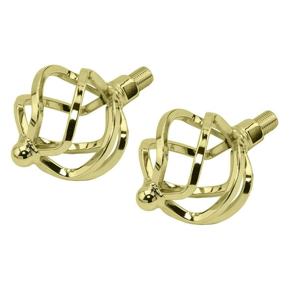 Alta Bicycle Twisted Lowrider Flat 1/2" Round Cage Bike Pedals, Multiple Colors (Gold)