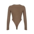 thumbnail image 5 of Liacowi Women Long Sleeve Bodycon Romper Sexy Deep V-Neck Slim Fit Short Jumpsuit Ribbed One Piece Playsuits Bodysuits, 5 of 9
