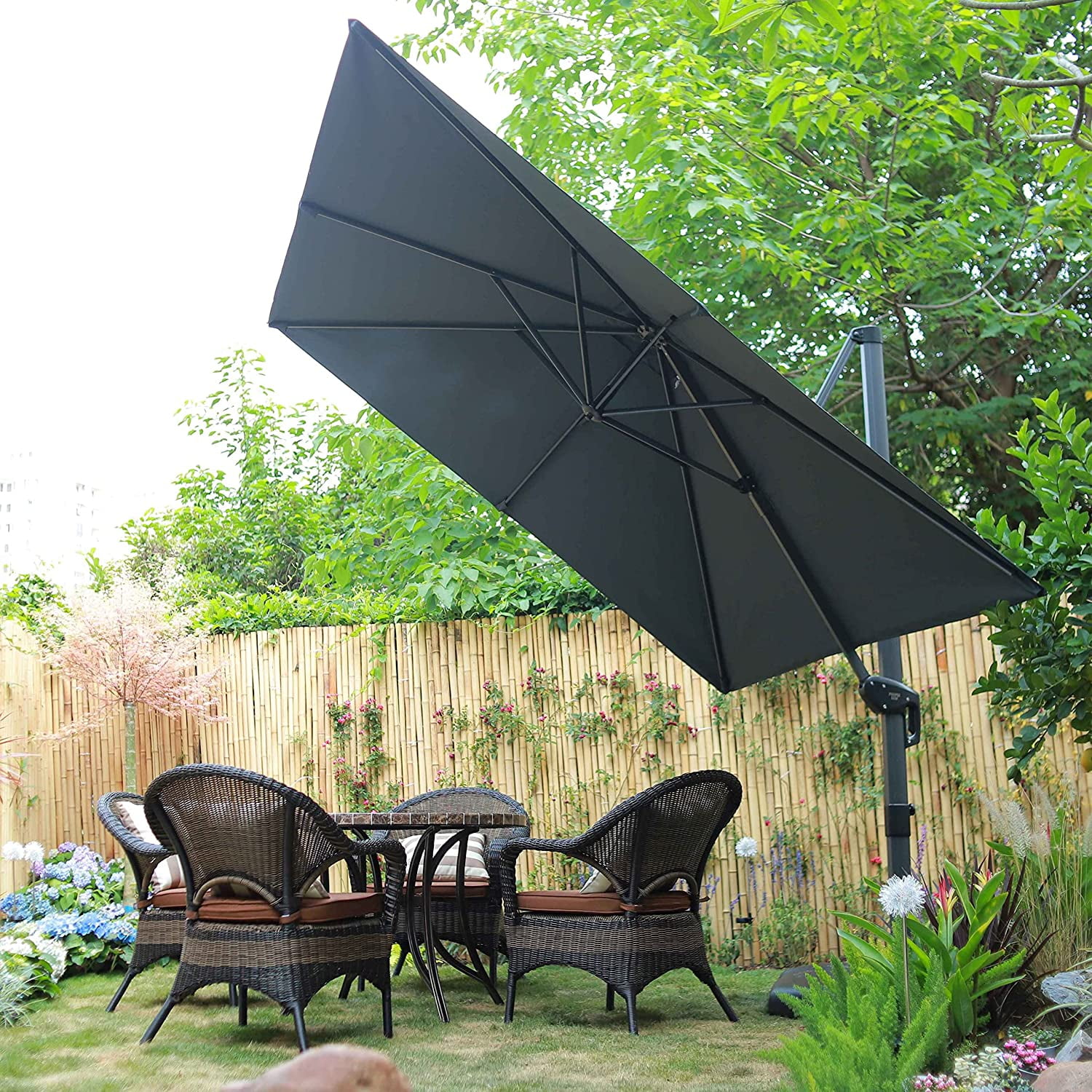 amazon patio umbrella 11 ft Amazon.com : Grand patio 11FT Cantilever Umbrella with Base Outdoor Large  Round Aluminum Offset Umbrella for Patio Garden Backyard (Champagne, 11 FT)  : Patio, Lawn & Garden