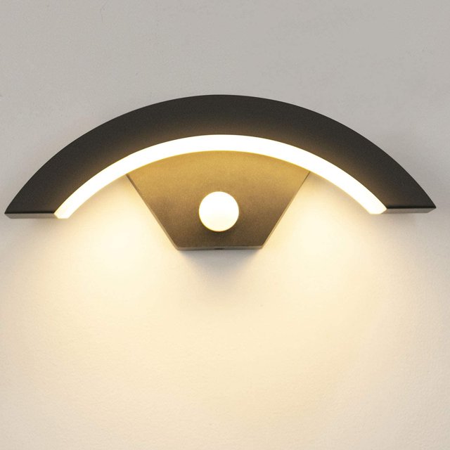 Luz de pared exterior de 15W con sensor de movimiento LED 3000K Luz de pared exterior blanca cálida Luz de pared exterior de aluminio para jardín/baño delantero/porche/garaje Ormromra GX-113