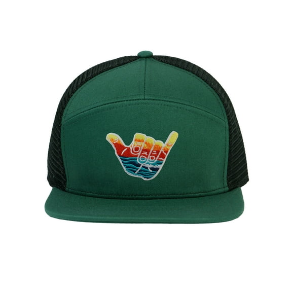 Shaka Waves Surf Trucker Hat - 7 Panel Cap For Men , Dark Green