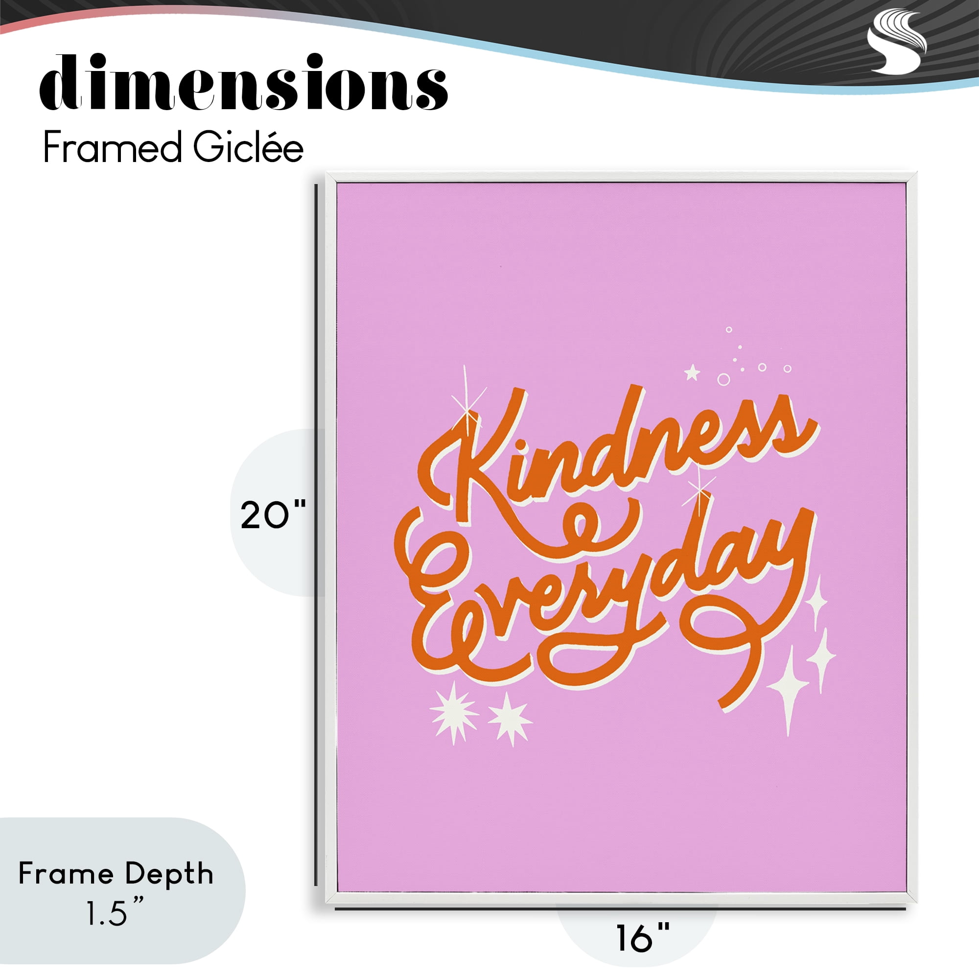 Stupell Industries Cursive Kindness Everyday White Framed Giclee Art, design by Indira Prieto | IndySign