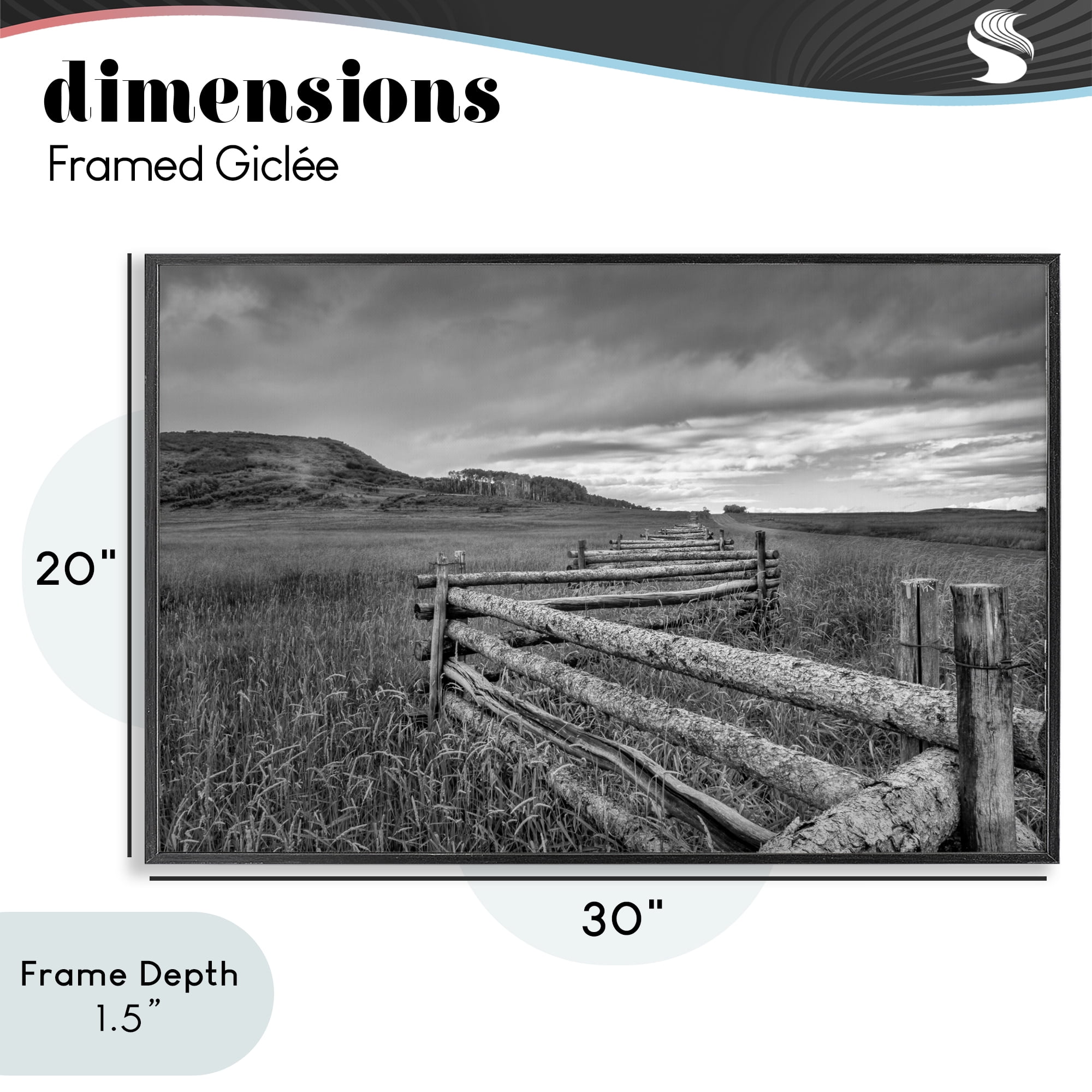 Stupell Industries Weathered Fence to Distant Horizon Black Framed Giclee Art, design by Jon Evan